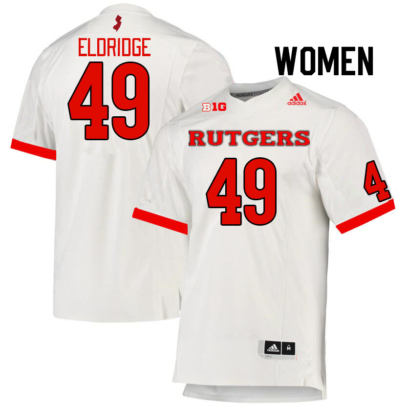 Women #49 Jake Eldridge Rutgers Scarlet Knights College Football Jerseys Stitched Sale-White - Click Image to Close